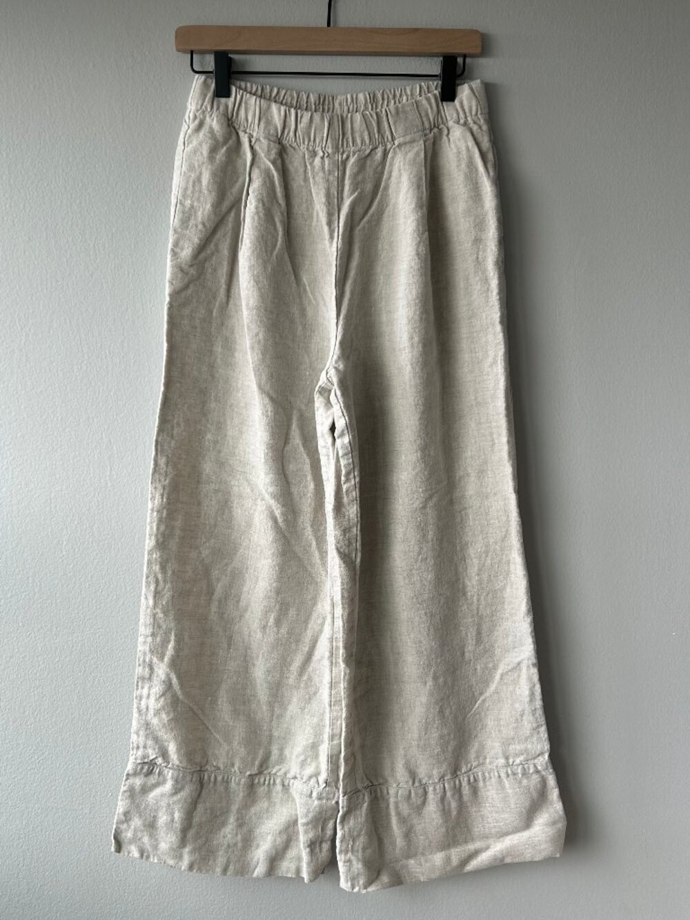 Reformation Fernando Linen Wide Leg Pant Oatmeal Elastic Waistband Size M Women - Picture 3 of 11
